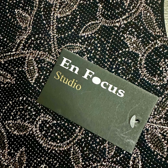 NWT Enfocus Studio Womens Black Wrap Front Shimmer Top Sleeveless Dress Size 16W - Picture 6 of 9